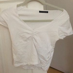 White scrunched brandy Melville T-shirt